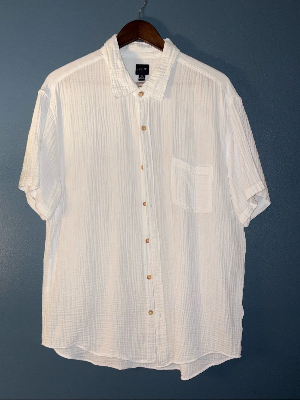 J.Crew Men's XL white gauze Cotton button down Shirt